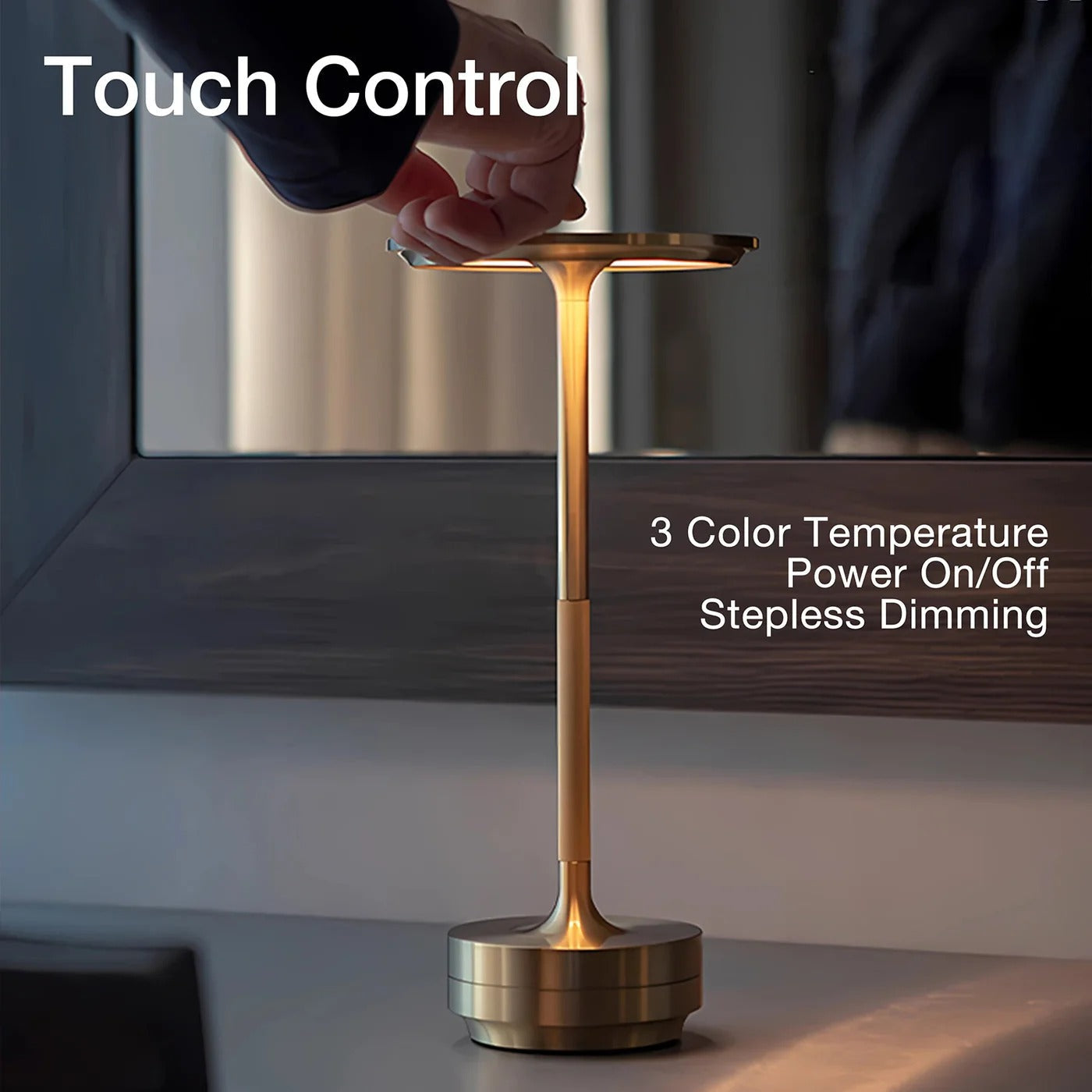 LED Charging Desk Lamp Restaurant Decoration Atmosphere Lamp Retro Portable Cordless Touch USB-C Table Lamp