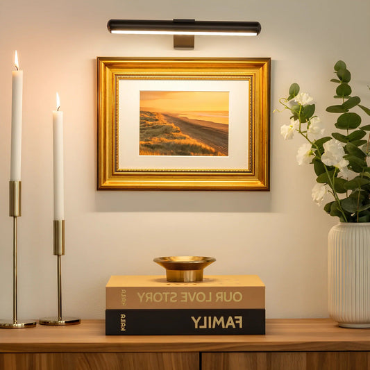 Wireless LED Vanity Wall Sconce – USB Rechargeable Modern Gold Bathroom & Makeup Light (Dimmable)